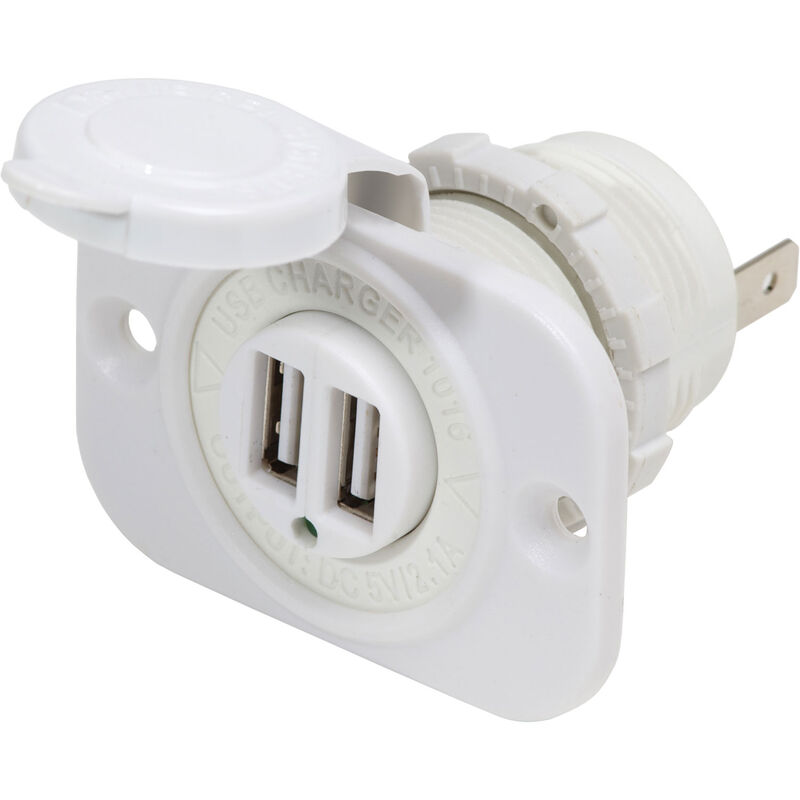 12/24V DC White Dual USB Charger image number 0