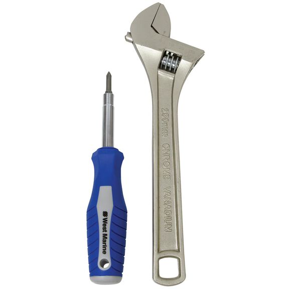 10" Adjustable Wrench & 6-in-1 Driver Set image number 0