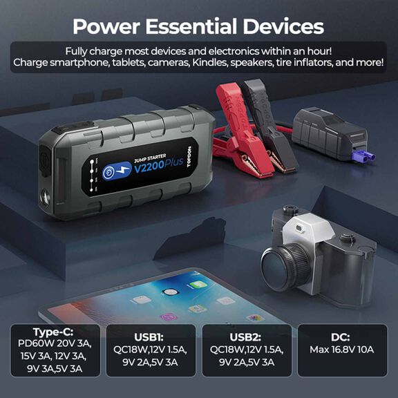 2-in-1 2200 Peak Amp Jump Starter & Battery/System Tester image number 6