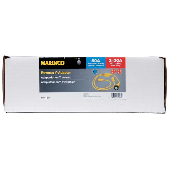 Marinco Shore Power Reverse Y Adapter, 30 Amp 125V Male to 125/150V Female image number 2