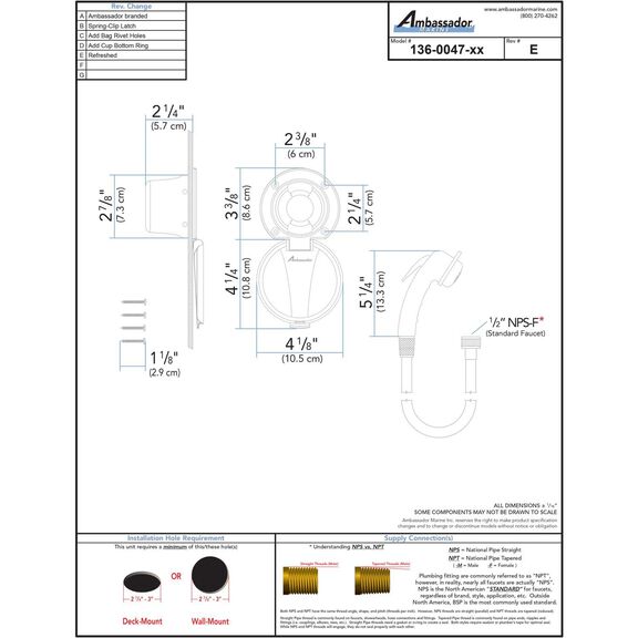 Recessed Shower Arctic White Cup with Stainless Steel Lid, Small Arctic White Sprayer, 10' White Rubber Hose image number 3