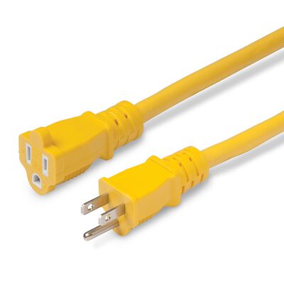 25' Extension Cord, 15A, 12/3 AWG, Yellow