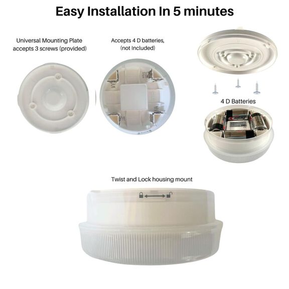7" IQ AMERICA Battery Powered Indoor/Outdoor Motion Sensor Ceiling Light, 1150 Lumens image number 4
