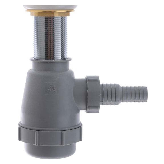 1-3/4" Drain, Touch Trap Sink Drain with Cover no Overflow, 3/4" & 1" Hose Barb Brushed Nickel image number 4