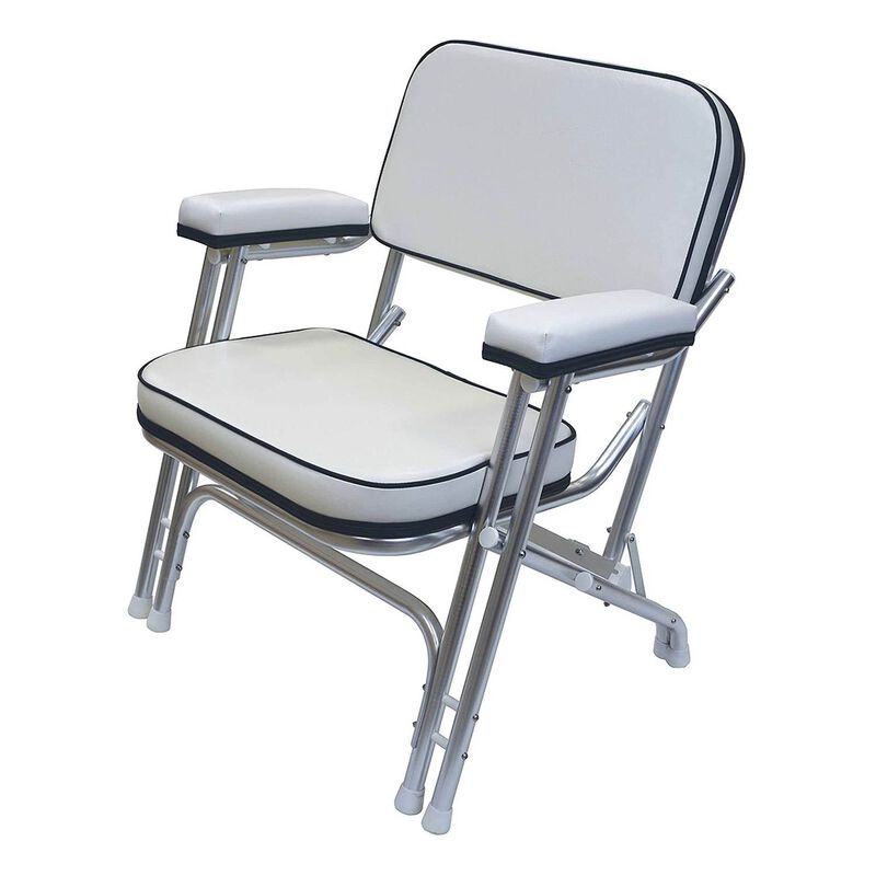 Folding Deck Chair with Aluminum Frame, White/Navy image number 0