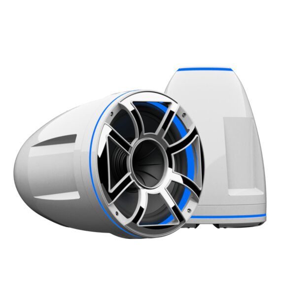 Wet Sounds REV 10 HD White 10" Marine Tower Speakers with XS-W Grille,  X-Mount Surface Mounts, RGB LED Rings (Pair) image number 0