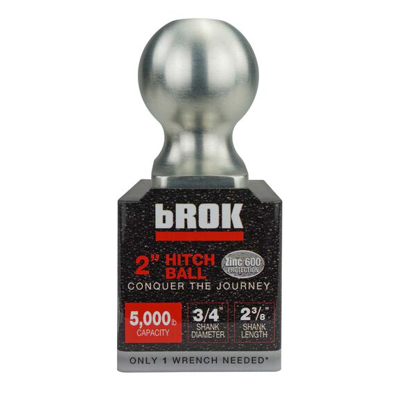 Trailer Hitch Ball bD 2" x 3/4" x 2 3/8" long Plastic Base HD image number 0