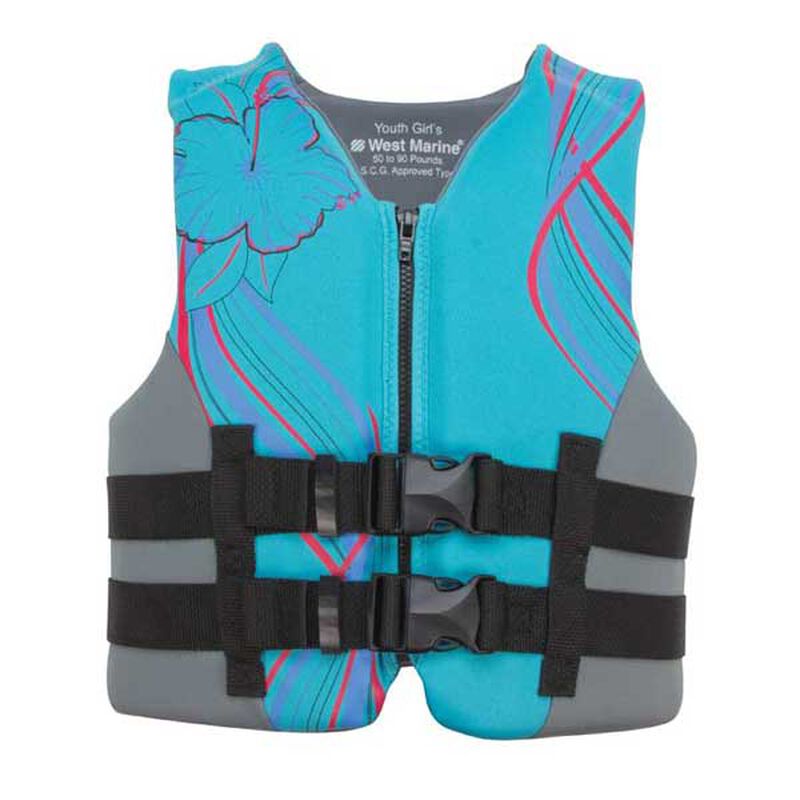 Kids' Neoprene Life Vest, Youth Neo PFD, Blue West Marine