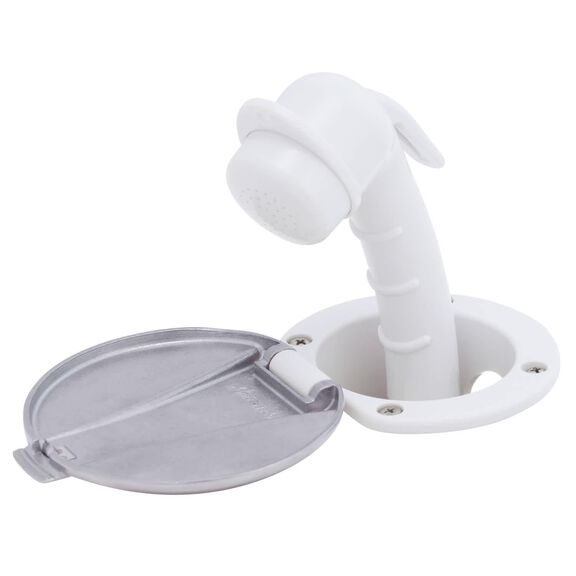 Recessed Shower Arctic White Cup with Stainless Steel Lid, Small Arctic White Sprayer, 10' White Rubber Hose image number 2