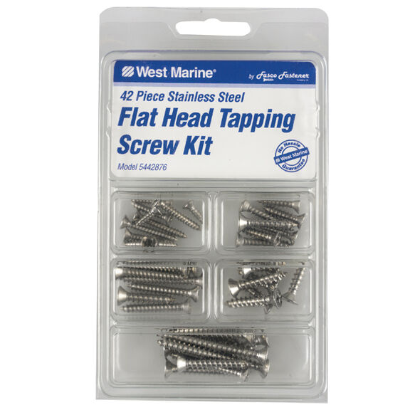 Stainless Steel Phillips Flat-Head Tapping Screw Kit 42-Pack image number 0