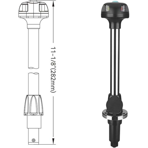SEAFLO 03 Series Bi-Color Bow Pole Navigation Light 11-1/8 in Plug-In Mount image number 1