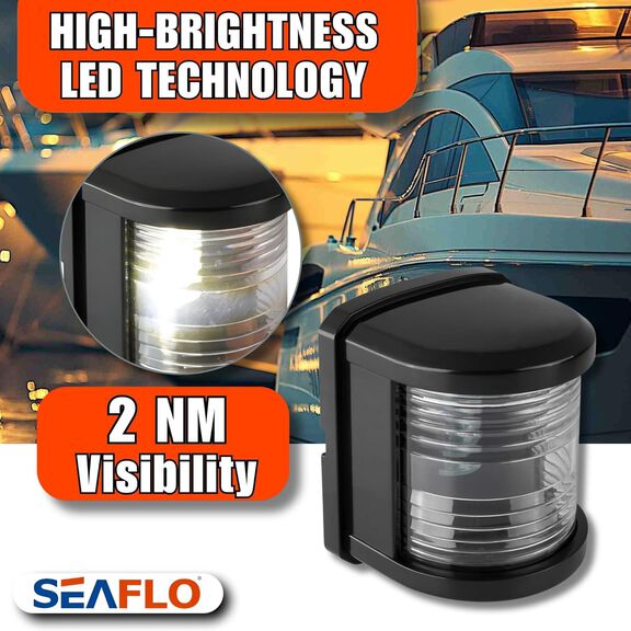 SEAFLO 11 Series LED Stern Navigation Light 12V IP67 White 2NM Regular Size Black image number 3