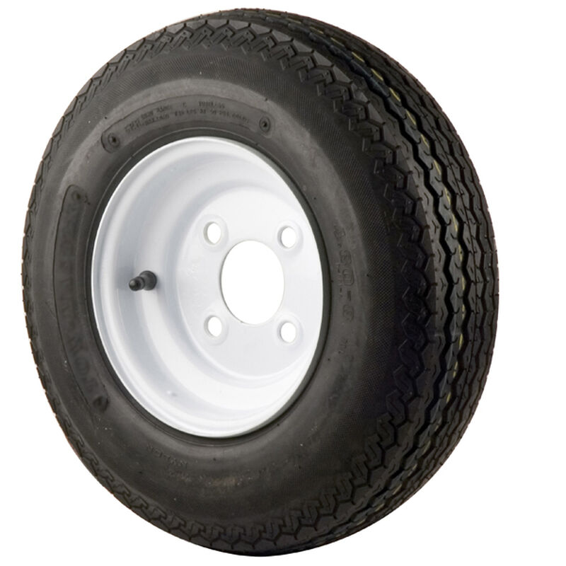 480 X 8B Bias Trailer Tire and 8 X 3 3/4 White Solid Rim 4 X 4 Bolt Pattern image number 0
