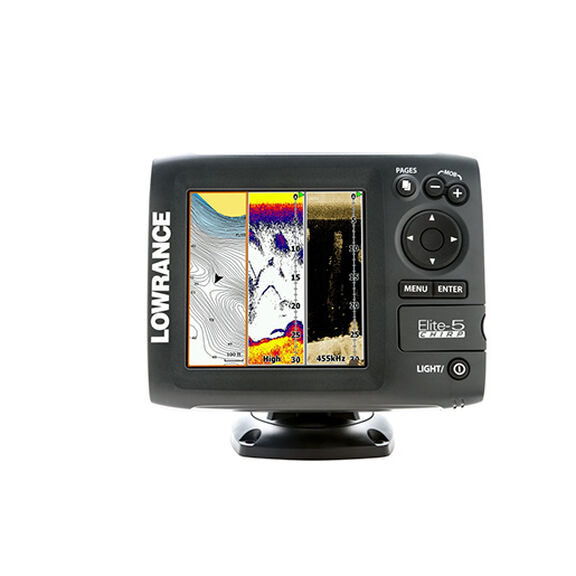 Elite-5 CHIRP Fishfinder/Chartplotter with 83/200 + 455/800kHz Transducer, Nav+ Cartography image number 0