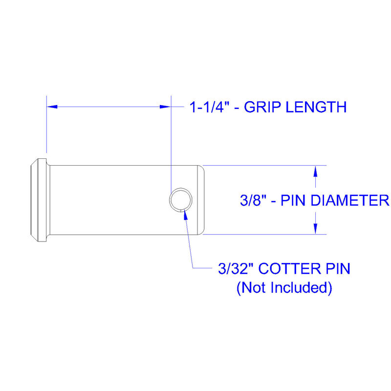 Stainless Steel Clevis Pin, 3/8" Dia. X 1 1/4" Grip Length image number null