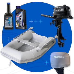 West Marine RU-3 PVC Inflatable Boat & Suzuki Black 6HP Outboard Bundle