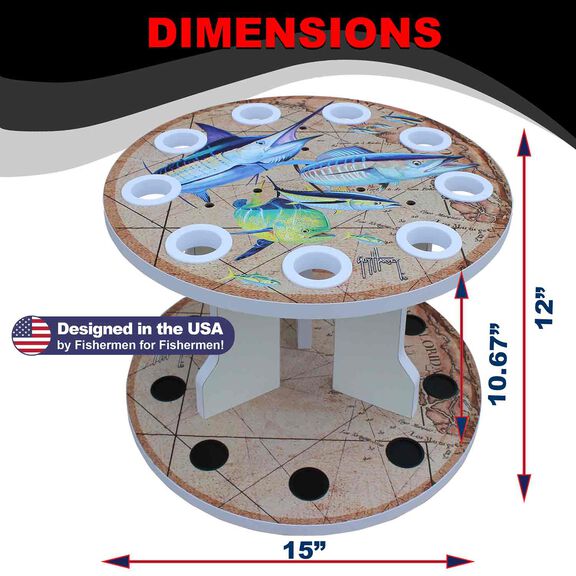 Guy Harvey Ancient Map Spinning 9 Fishing Rod Storage Rack, Vertical Fishing Pole Rod Holder image number 6