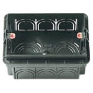 Vimar V71303.AU 3-Module Flush Mounting Box, Masonry, Black