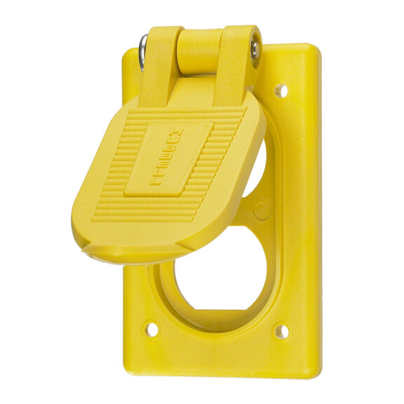 Hubbell Weatherproof Duplex Plate, 1-Gang, Yellow, Thermopastic, FS Mount image number 0