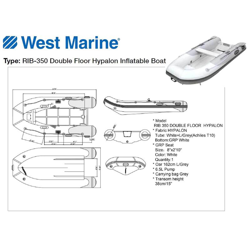 RIB-350 Double Floor Hypalon Inflatable Boat image number 2