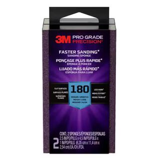 Pro Grade Precision&trade; Faster Sanding Sanding Block Sponge, 2.5 x 4.5 x 1in, 180 grit, 2 each/pack