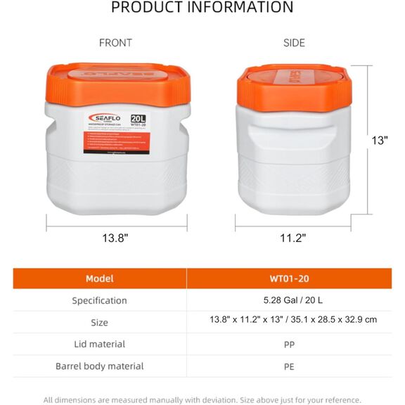 SEAFLO Waterproof Storage Bin with Lid 20L image number 1