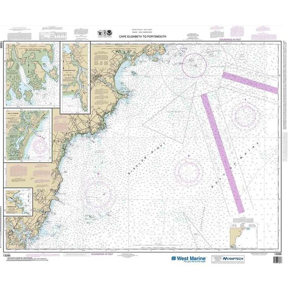 Maptech&reg; NOAA Recreational Waterproof Chart-Cape Elizabeth to Portsmouth; Cape Porpoise Harbor; Wells Harbor; Kennebunk River; Perkins Cove, 13286 image number 0