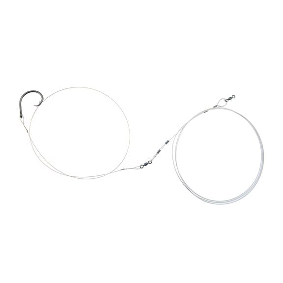 Economy Shark Rig, 12/0 Mustad Circle Hook, 7x7 Cable Bright x 8 ft / 2.44 m, .035 in / 0.89 mm Single Strand Leader Wire Camo Brown, 4 ft image number 0