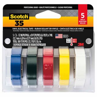 Scotch&reg; Professional Quality Electrical Tape, 5-Pack, 1 of Each Color:  Blue, Green, Red, Yellow, White