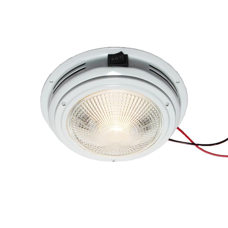 WEST MARINE 7" Dome Light, White Aluminum, Clear Bulbs West Marine