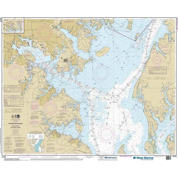 Maptech&reg; NOAA Recreational Waterproof Chart-Chesapeake Bay Approaches to Baltimore Harbor, 12278 image number 0