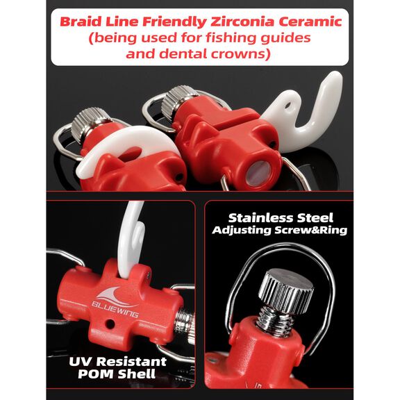 BLUEWING Zirconia Outrigger and Flat Line Release Clip Red 2pcs image number 2
