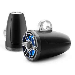 M6-880ETXv3-Sb-S-GmTi-i 8.8" Enclosed Marine Coaxial Speaker System, Satin Black, Gunmetal and Titanium Sport Grille with RGB LED Lighting