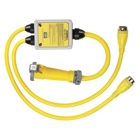 Hubbell Marine Reverse "Y" Adapter, 2-50A 125/250V to 1-100A 125/250V AC, Yellow image number 0
