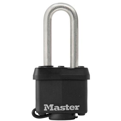 1 9/16 Inch (40mm) Wide Covered Stainless Steel Pin Tumbler Padlock with 2 Inch (51mm) Shackle, Black