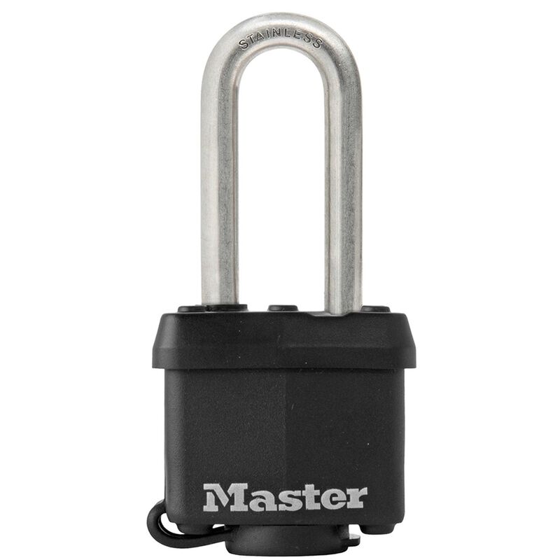 1 9/16 Inch (40mm) Wide Covered Stainless Steel Pin Tumbler Padlock with 2 Inch (51mm) Shackle, Black image number null
