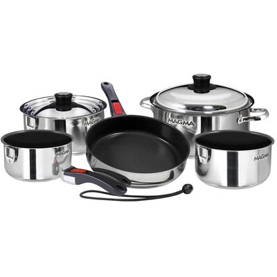 Professional Series Gourmet Nesting 10-Piece Stainless Steel Induction Cookware Set with Ceramica® Non-Stick
