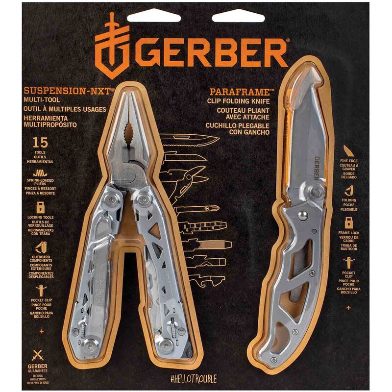 GERBER BLADES Suspension NXT MultiTool & Paraframe I Stainless Serrated Knife Gift Set West