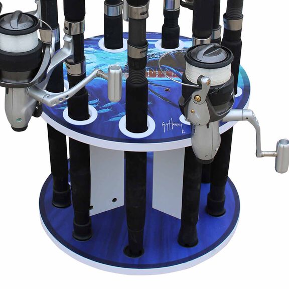 Guy Harvey Sailfish Spinning 9 Fishing Rod Storage Rack, Vertical Fishing Pole Rod Holder image number 2