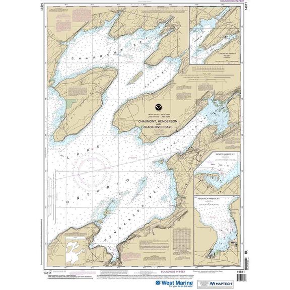 Maptech&reg; NOAA Recreational Waterproof Chart-Chaumont, Henderson and Black River Bays; Sackets Harbor; Henderson Harbor; Chaumont Harbor, 14811 image number 0
