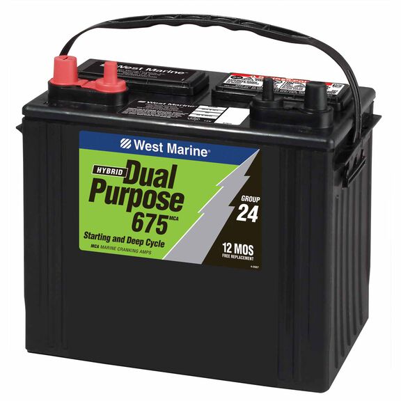 Group 24 Dual Purpose Marine Battery, 65 Amp Hours, 550 Cold Cranking Amps, 675 Marine Cranking Amps, 130 Reserve Minutes image number 0