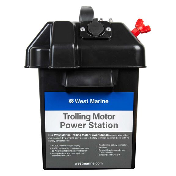 Trolling Motor Power Station Battery Box, Group 24 & 27 Battery Sizes, 2-Port USB, 12V Power Socket image number 2