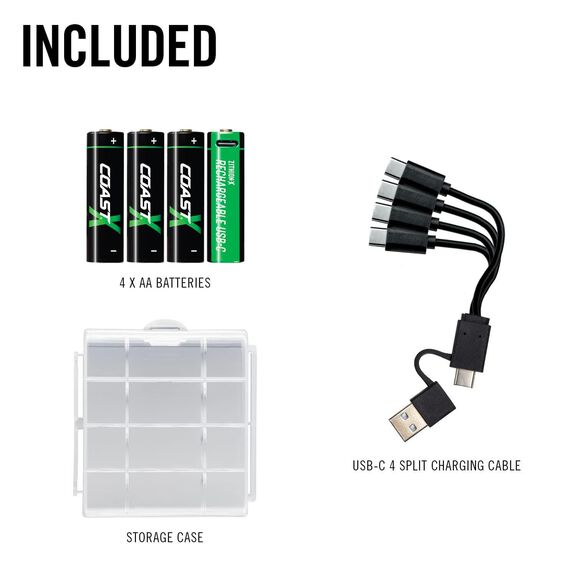 Coast ZX AA USB-C Rechargeable Batteries, 4-Pack image number 7