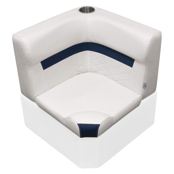 Wise DLX133-1904 DLX Series Pontoon Corner Cushion Set - White / Mariner Blue image number 0