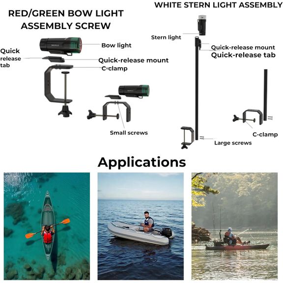 SEAFLO 01 Series Portable LED Navigation Light Kit w/ C-Clamp Mount & Telescopic Pole image number 1