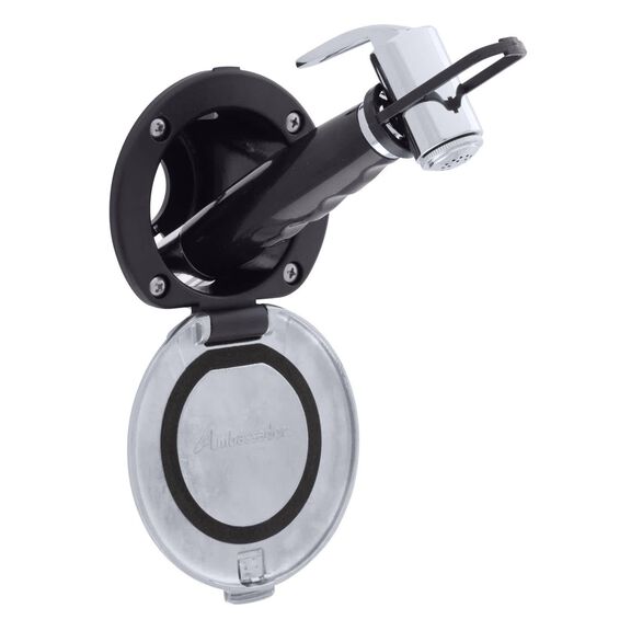 Recessed Shower Black Cup with Stainless Steel Lid w/Gasket, Hammer-Head Black Sprayer, 6' Stainless Steel Hose image number 0