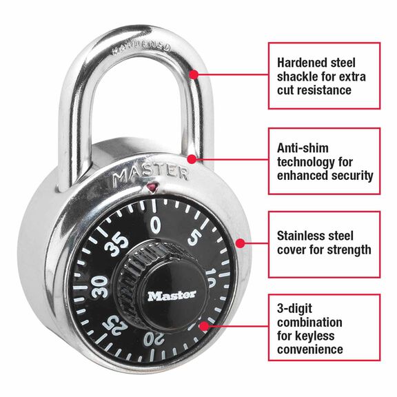 1 7/8 Inch (48mm) Wide Combination Dial Padlock image number 1