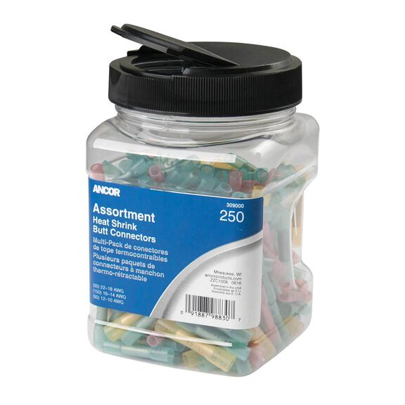 Assorted AWG Heat Shrink Butt Connectors, 250-Pack image number 0