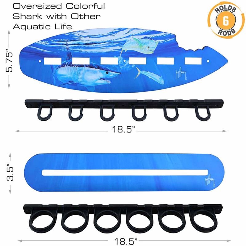 Guy Harvey Shark Bite Surfboard 6 Rod Wall Rack | West Marine