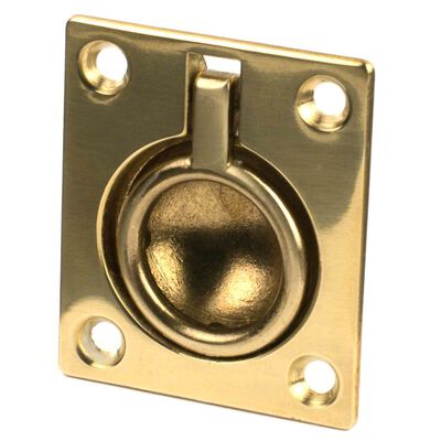 Square Flush Ring Pull, Brass 1 1/2" x 1 3/4"